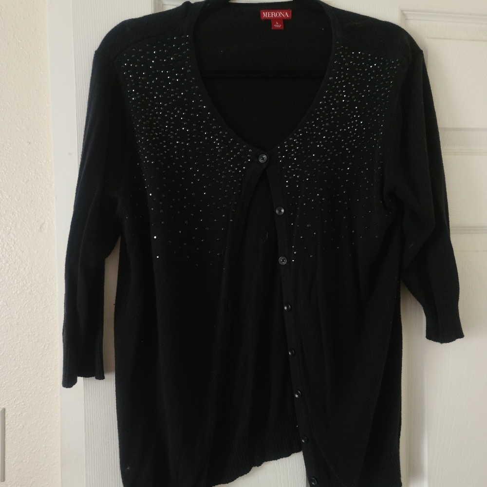 Black button up sweater